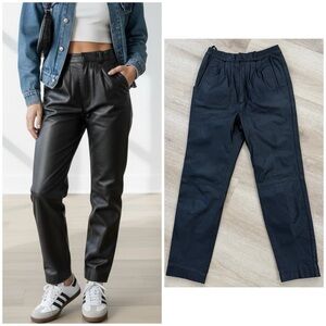 VTG Leather High Rise Pants Pleated Black Diversity Women Sz 6 Retro 80s 90s